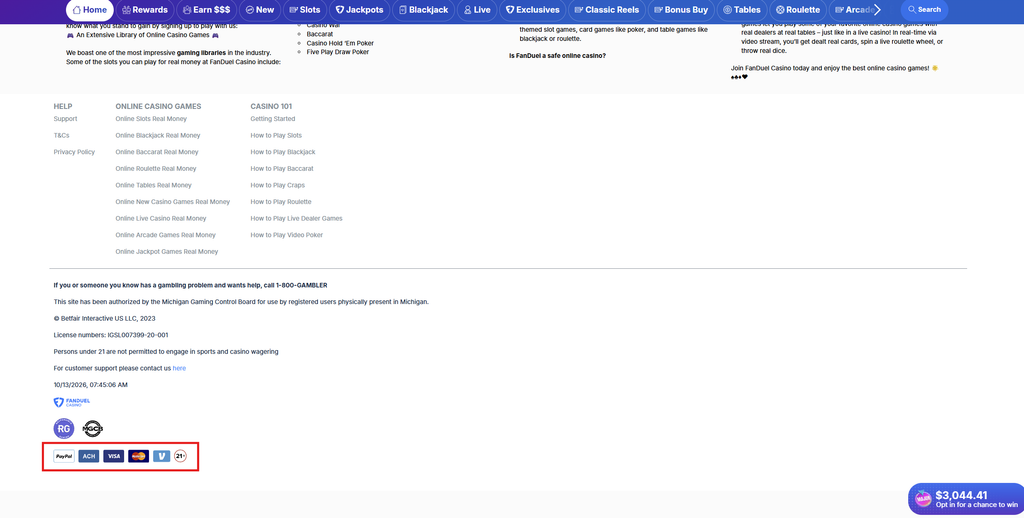 FanDuel payment methods