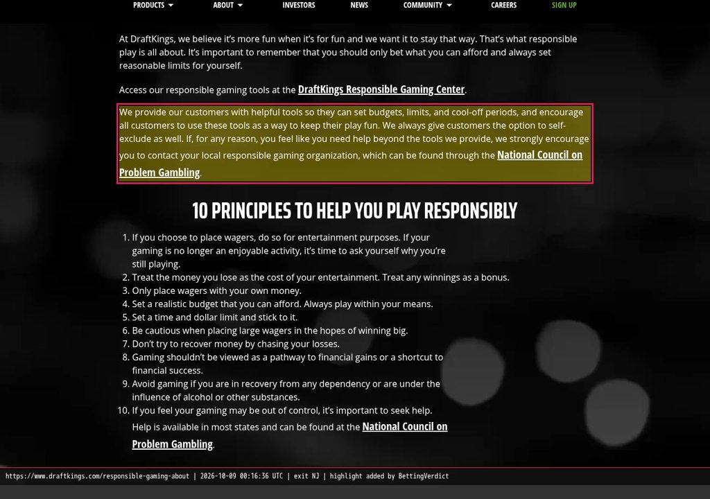 DraftKings RG tools