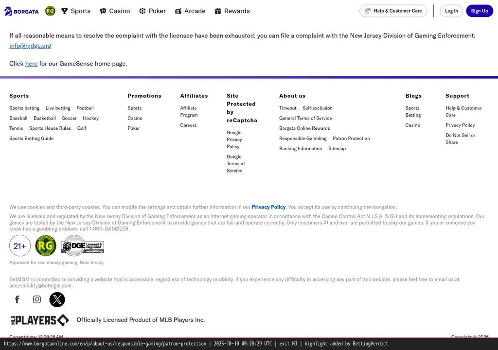 Borgata helpline
