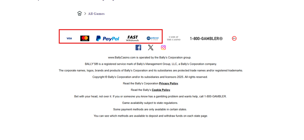 Bally payment methods