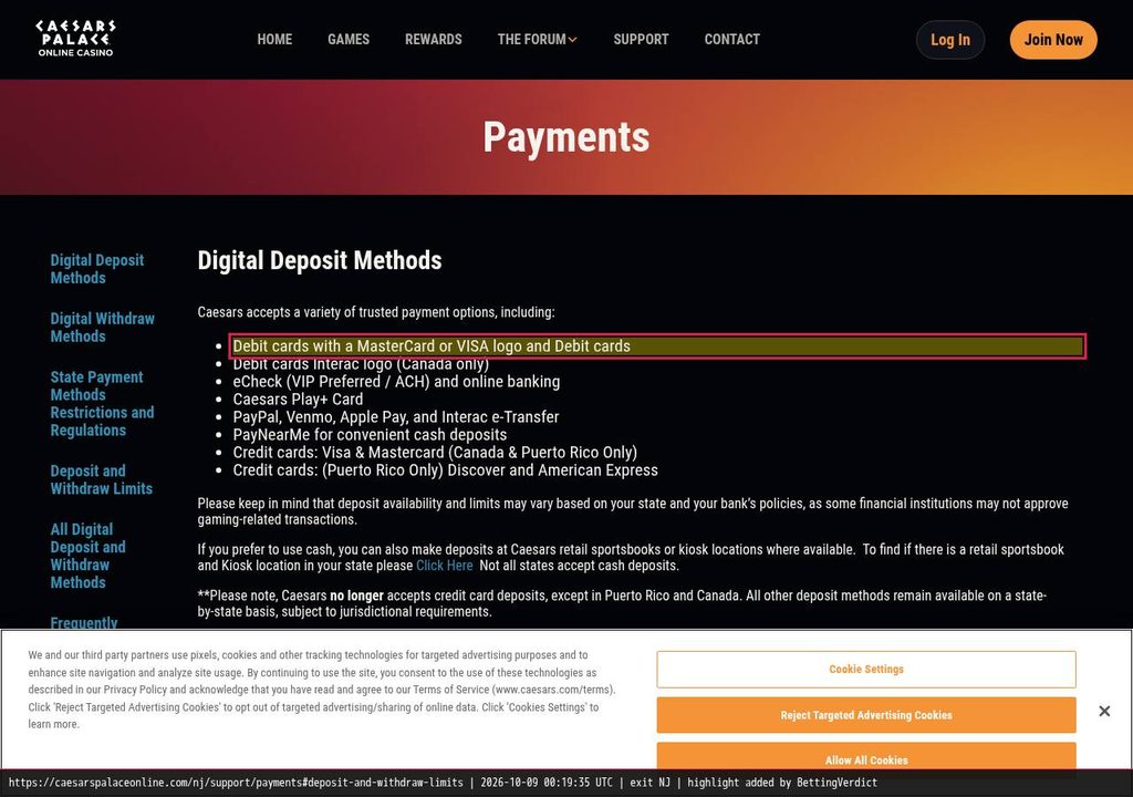Caesars payments