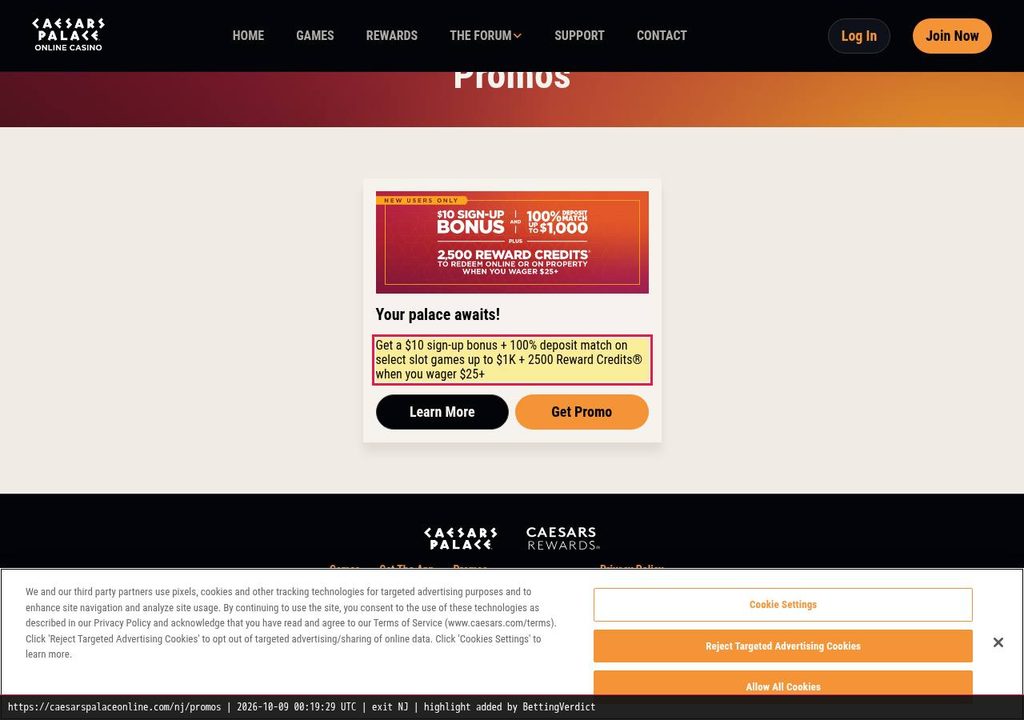 Caesars welcome offer