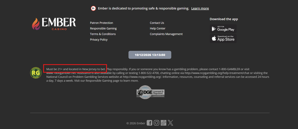 Ember Casino legal age