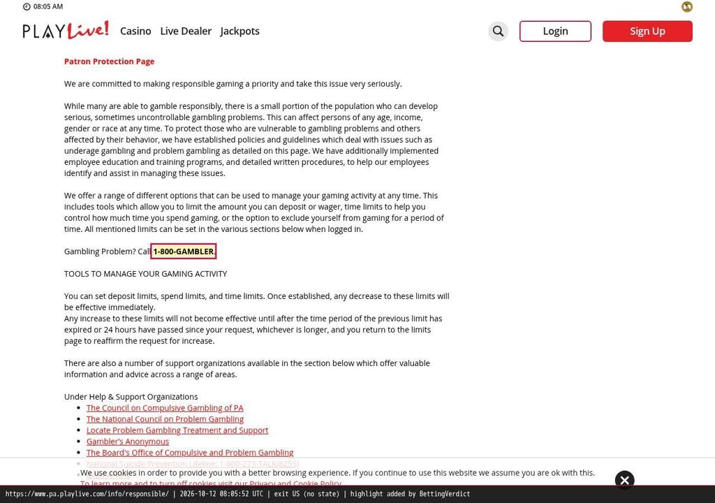 PlayLive Helpline